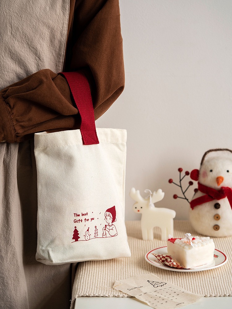 创意手提帆布包圣诞节饼干糖果雪花酥糯米船新年包装袋子伴手礼物