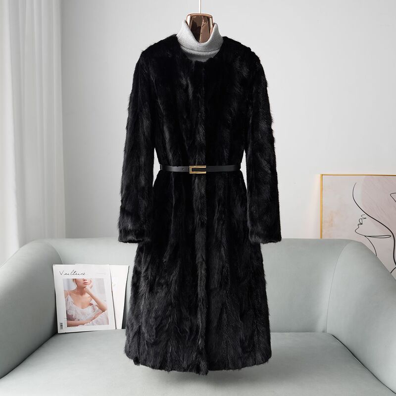 Factory Ready Stock 2025 Winter Mink Coat Real Mink Mink Fur Outwear Fur Patchwork Mink Long Round Neck Fur for Women Factory Ready Stock 2025 Winter Mink Coat Real Mink Mink Fur Outwear Fur Patchwork Mink Long Round Neck Fur for Women