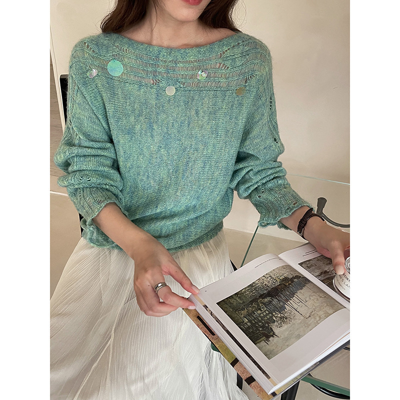 [Star Foil Misty Mohair] Goming's New Autumn and Winter Women's Tops, Base Layer Shirts, and Sweaters for Women Bn8211