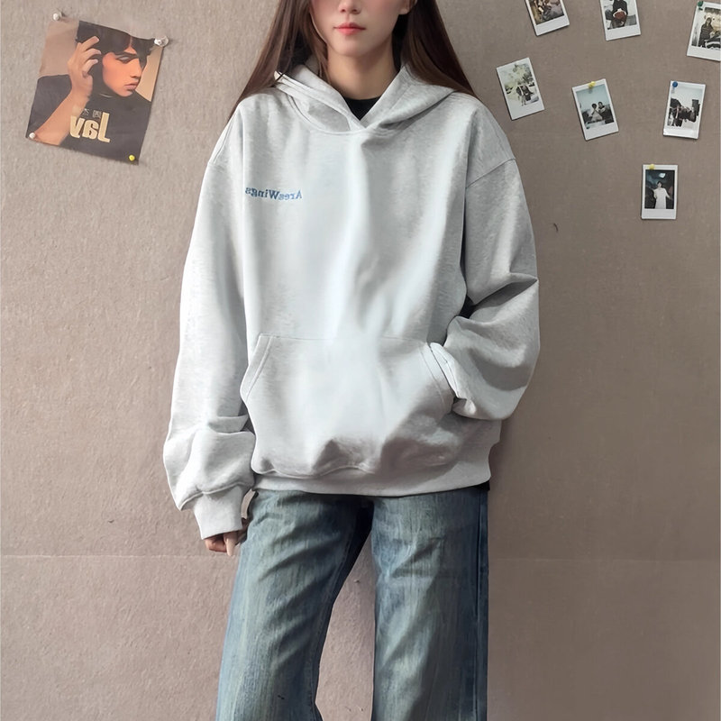 【Foygob】American Retro Knight Embroidered Hooded Sweatshirt Men's Autumn and Winter Heavy Stiff American High Street Jacket