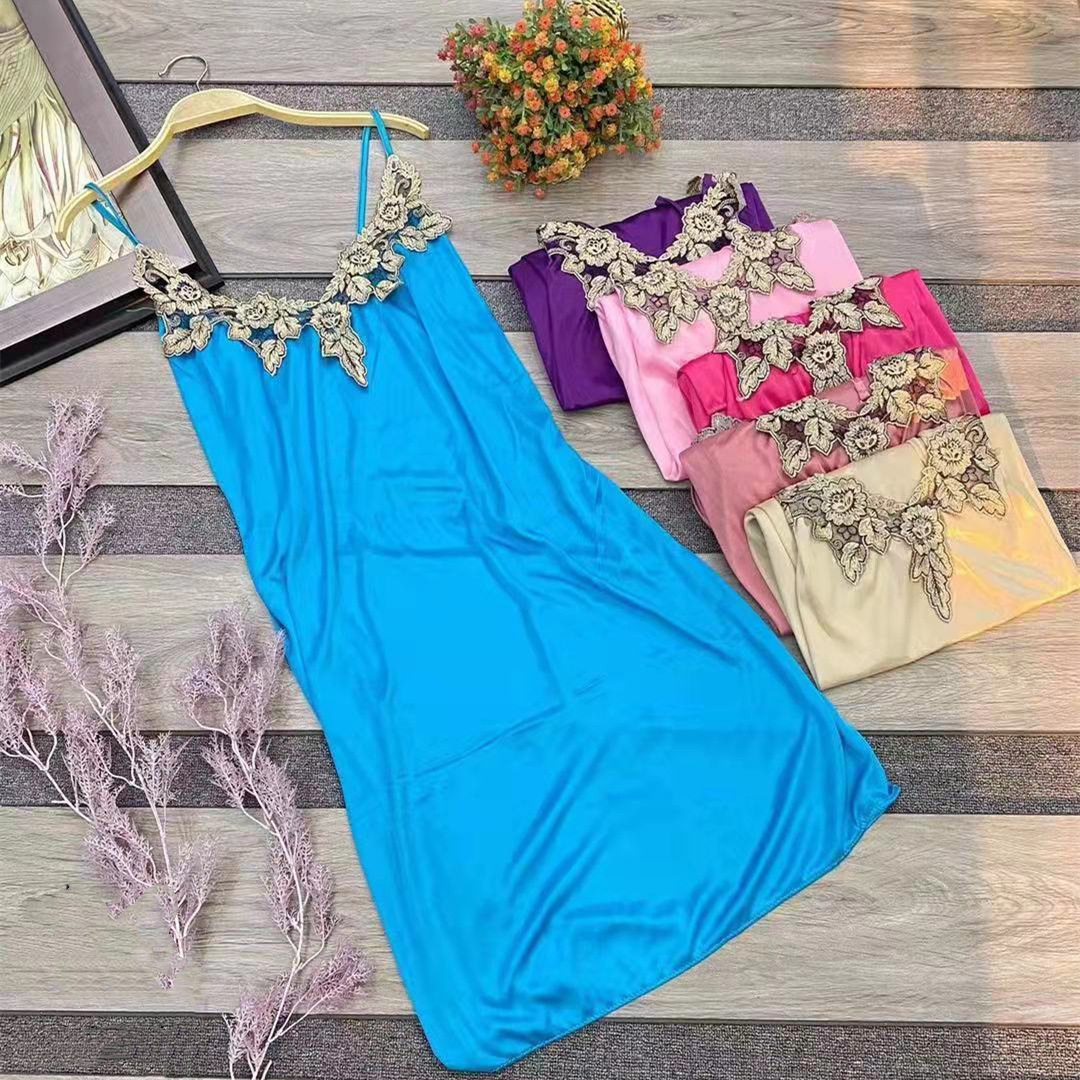 Verano Fairy Harness chaleco sexy imitación de seda hielo pijama pesado pijama de tamaño grande ropa doméstica de mujer