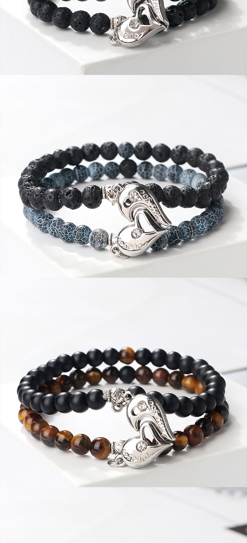 Creative water drop stacking magnetic buckle bracelet cute three dimensional pendant bracelet pearl pattern water drop men and women set jewelry_voghion.com