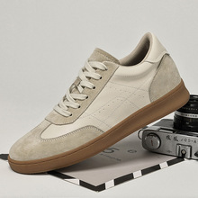 潮牌男士真皮德训鞋内增高加固缝线牛筋底舒适耐穿休闲男板鞋小码