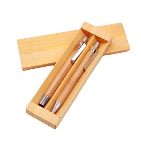 2 piezas pluma de bambú en stock toque de bambú disposición pluma de bambú + caja de regalo de cartón pluma de bambú