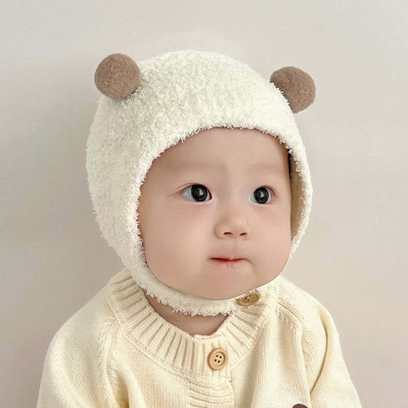ベビー帽子秋と冬超かわいいベビーヘッドハット新生児かわいい耳保護帽子冬暖かいぬいぐるみ帽子トレンディ|undefined