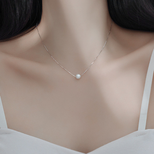 Imitation Pearl Necklace  New Women's Summer Niche Light Luxury Cool Style Choker Accessory Elegant Collar Necklace Pure Silver