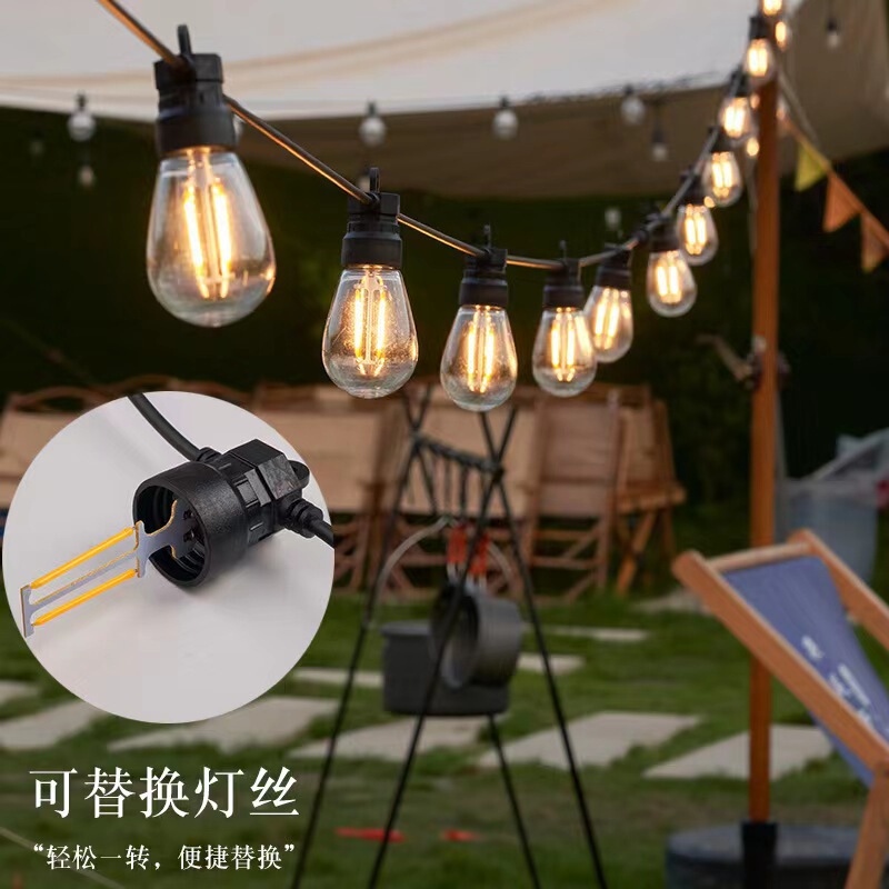 S14 outdoor light string marquee waterproof camping atmosphere light courtyard decorative lights LED solar light string wholesale S14 outdoor light string marquee waterproof camping atmosphere light courtyard decorative lights LED solar light string wholesale