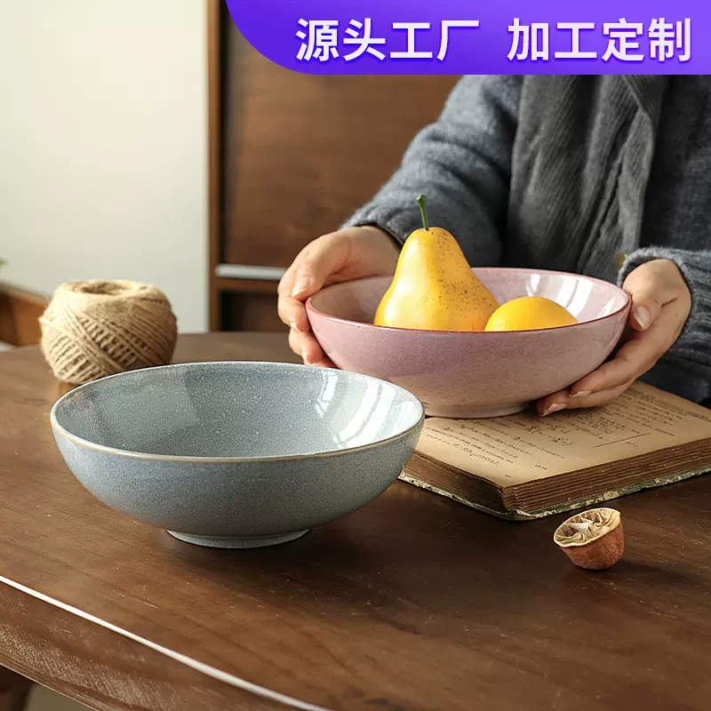定制西式陶瓷厨房汤面碗菜碗家用窑变釉椭圆形沙拉碗酒店餐具跨境