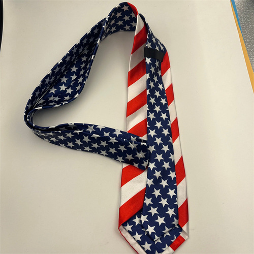 New American Flag Striped Tie for Men and Women, Fashionable and Stylish, Pattern Tie for Nightclubs, Entertainment, Fun and Leisure