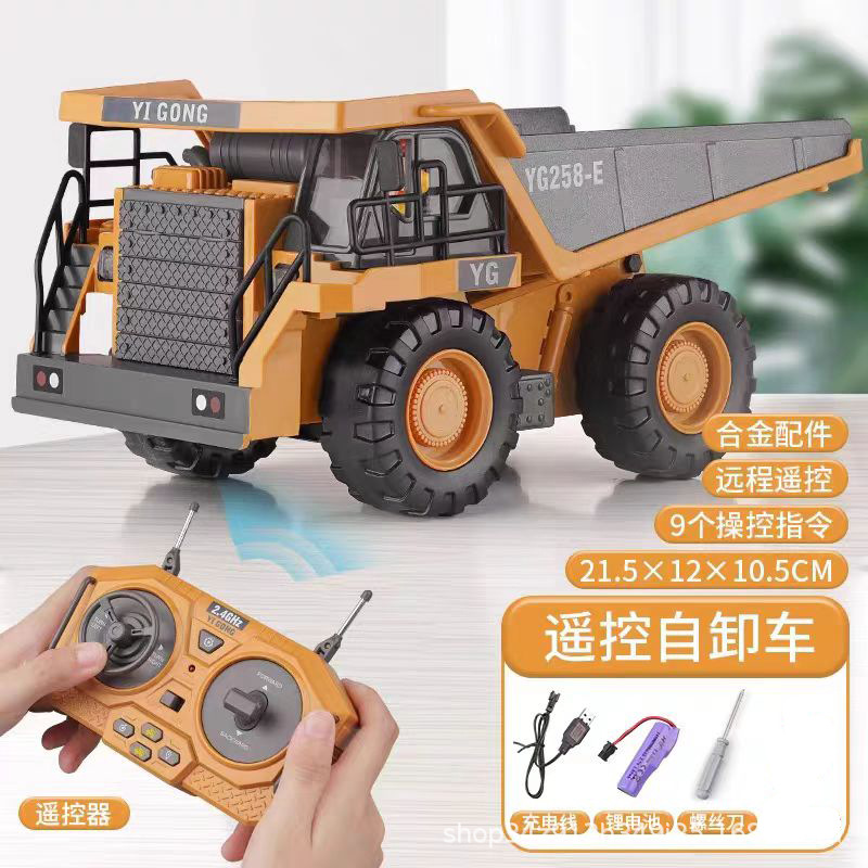 Excavadora de control remoto para niños de aleación grande transfronteriza, coche de juguete, excavadora eléctrica de simulación para niños, vehículo de ingeniería de automóviles