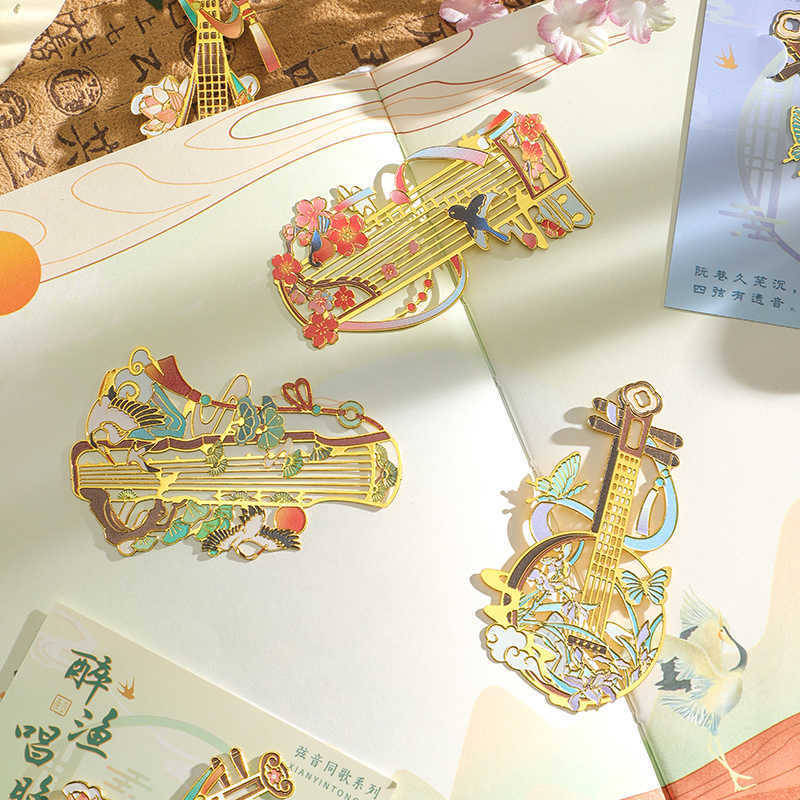 Instrumentos clásicos chinos de metal marcadores de estudiantes de primaria para enviar regalos al maestro exquisito estilo antiguo de alta calidad carpeta de páginas huecas