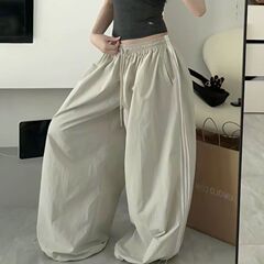 美式高街条纹阔腿裤女夏季速干街头设计感宽松百搭运动休闲工装裤