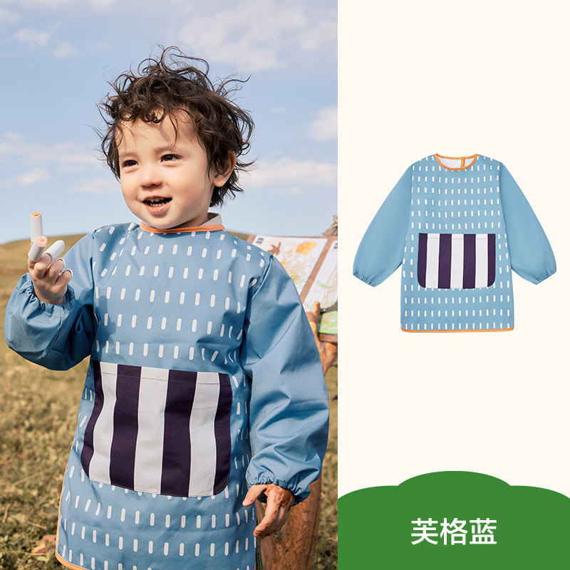 KK árbol de pintura para niños mono de jardín de infantes delantal bebé comiendo babero impermeable anti-sucio anti-desgaste para estudiantes de arte