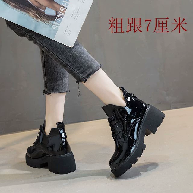 Женские увеличенные кожаные ботильоны на толстой подошве на толстом каблуке, женские ботинки Martin в британском стиле, универсальные повседневные модные популярные модные сапоги в Интернете