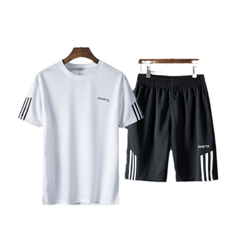 Set de mangas cortas de verano para hombres delgado acondicionamiento rápido ropa de secado hombre juego deportivo casual pantalones cortos sueltos dos piezas para correr