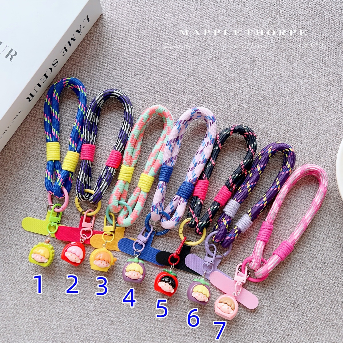 Cordón de dopamina para teléfono móvil, resistente a la pérdida y al grosor, duradero, cordón de muñeca tejido a mano, carcasa, accesorios colgantes de frutas europeas