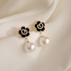 Small design earrings, fashionable silver needle from pearl, silver 925 sample, wholesale