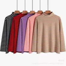 新款女装德绒保暖衣中老年女士条纹打底衫保暖套装秋冬磨毛内衣女