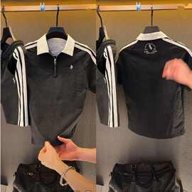 春季上新潮流个性拼接小众痞帅套装男士时尚休闲宽松翻领百搭套装