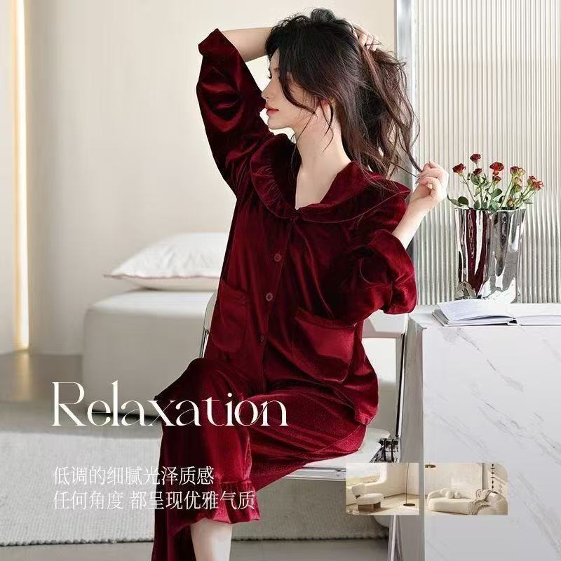 Extra Large Size 150kg New Style Velvet High-End Pajamas for Women, Autumn and Winter Warm Set, Women's Autumn and Winter Loungewear Extra Large Size 150kg New Style Velvet High-End Pajamas for Women, Autumn and Winter Warm Set, Women's Autumn and Winter Loungewear
