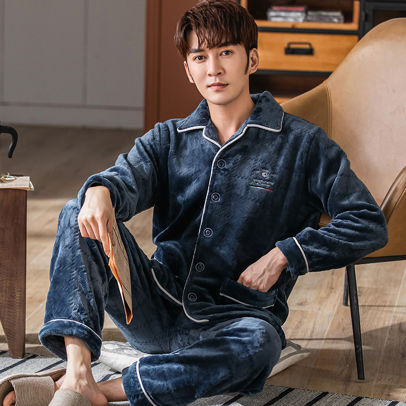 Pijama de hombre otoño 2024 nuevo hombre otoño invierno de alta sensación de coral felpa hombre felpa gruesa ropa para el hogar