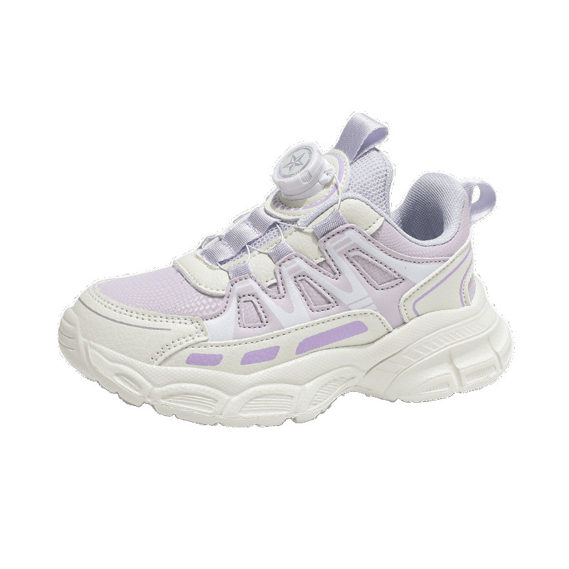 Zapatos de papá para niñas, perillas para niños, zapatos para correr rosa para niñas, zapatos deportivos para niños de mediana edad, zapatos de algodón antideslizantes y de terciopelo