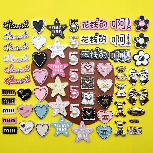 Colorful letter necklace bow bear star DIY small orchid plastic accessories headband hair clip phone case decoration sticker