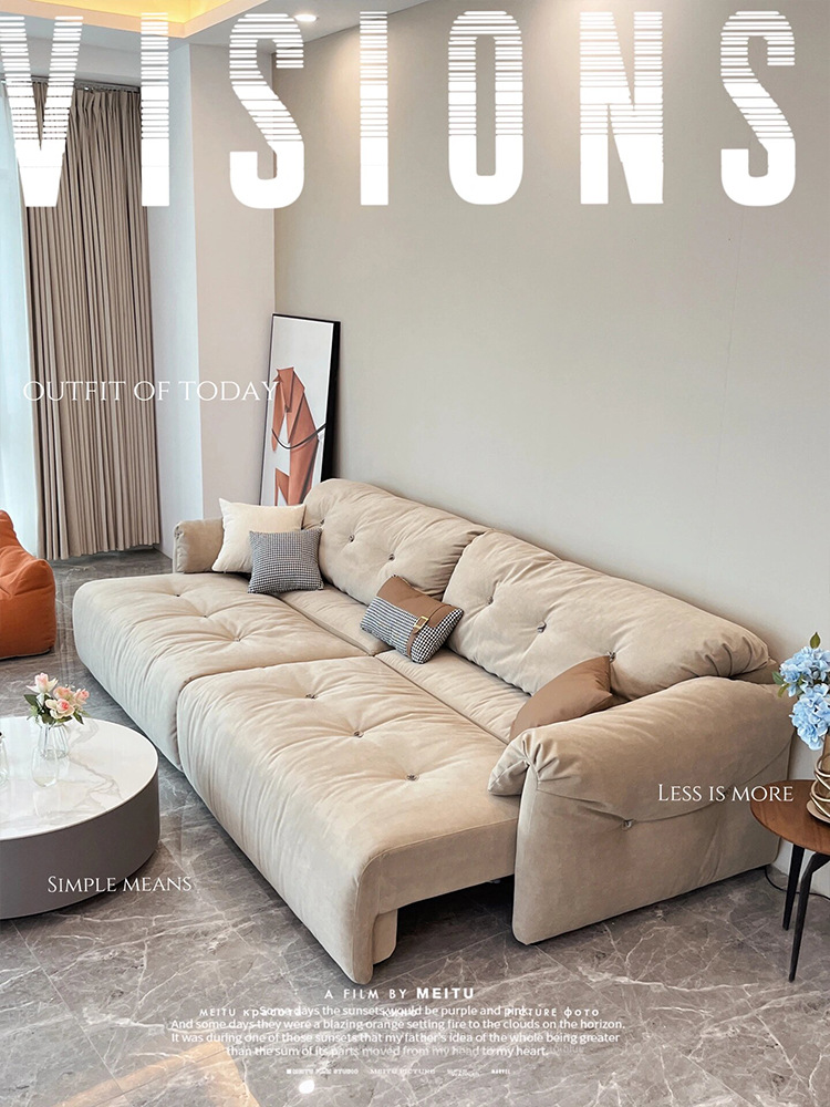 2024 New Yunduo Electric Sofa Living Room Cream Style Retractable Fabric Lazy Multifunctional Sofa Bed