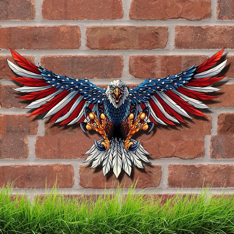 American Flag Bald Eagle Decorations Pendants Indoor Wall Hanging Metal Crafts_voghion.com