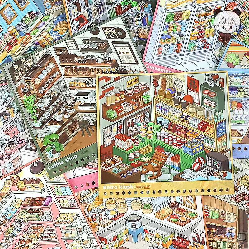 Tilardo escena en miniatura colección de libros de cuentas de mano de estudiantes materiales decorativos cortados de película divertidos 3D estereoscópica DiDi libro de pegatinas