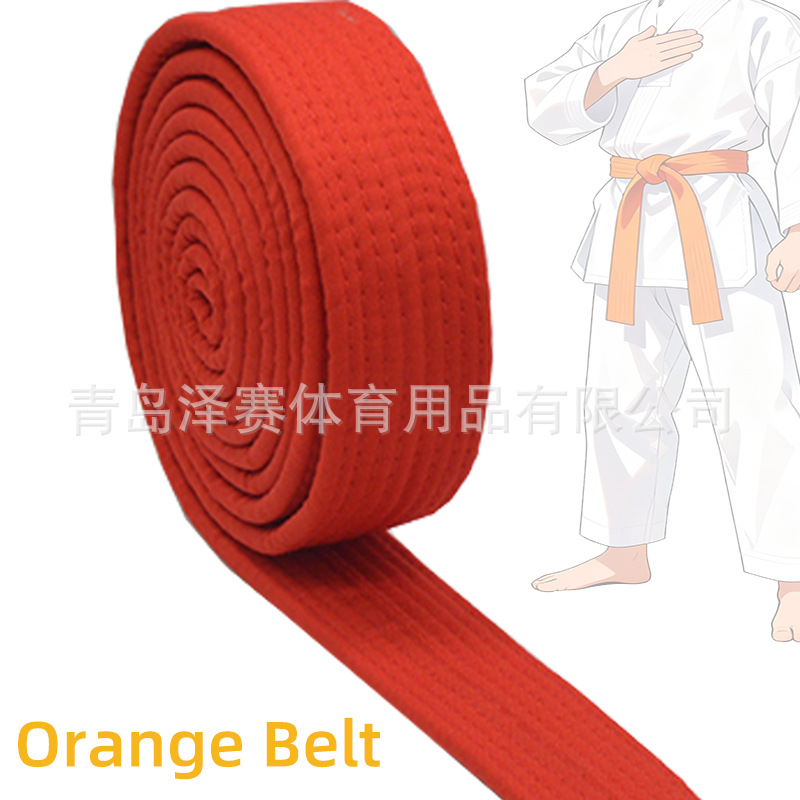 Cross-Border Amazon Factory Supply Taekwondo Belt Karate Orange Belt Student Gym Examination Belt