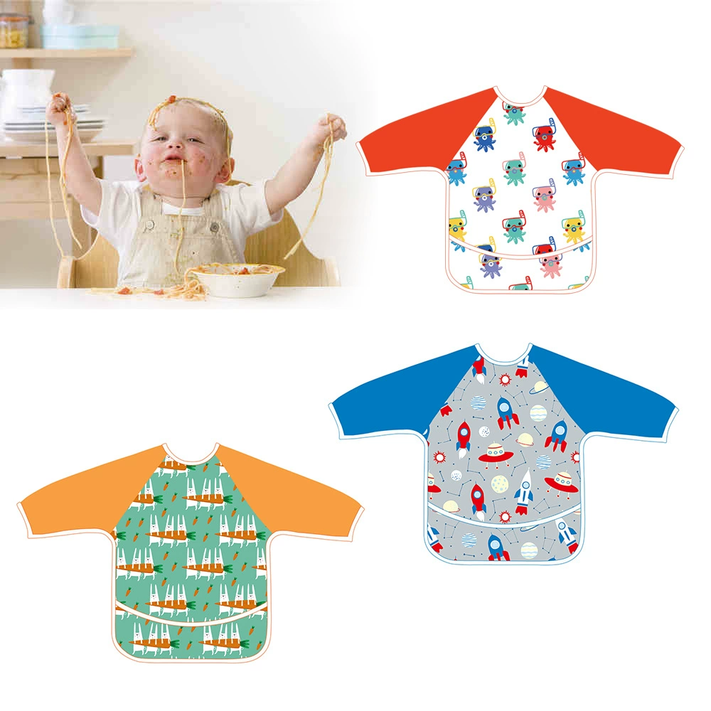 Подходит для детского платья с карманом для риса 6-24 месяцев, новый водонепроницаемый противообрастающий нагрудник на липучке, детский нагрудник