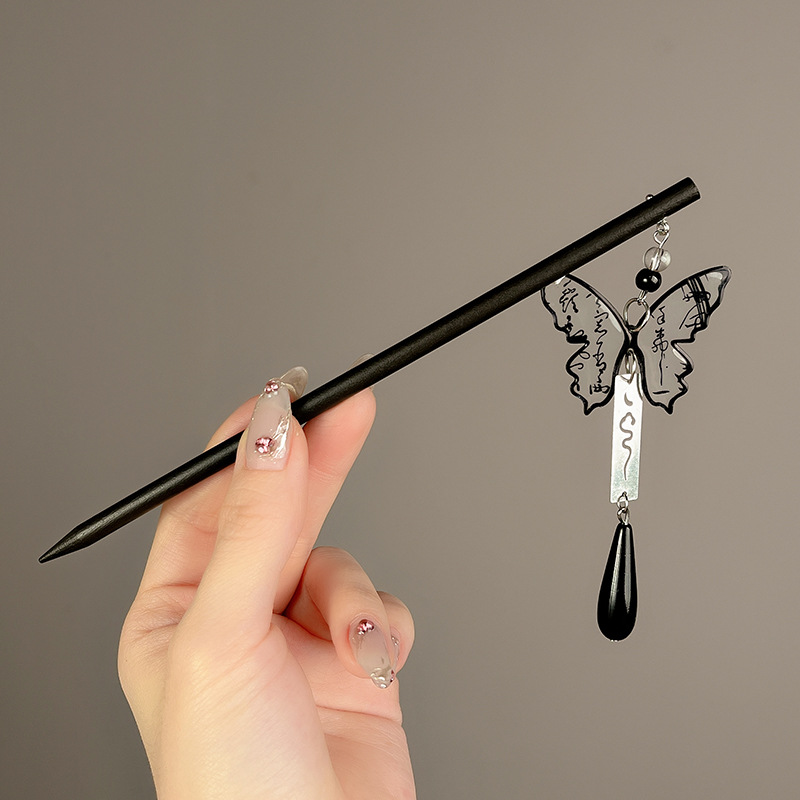 Painting and calligraphy butterfly tassel hairpin