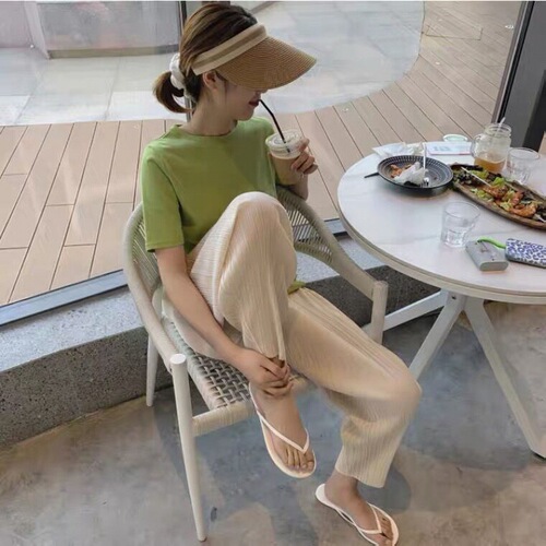 Women's Ice Silk Harem Pants 2025 Summer New Slimming 9-inch Ankle Boot Pleated Pants Grandma Casual Pants Trendy