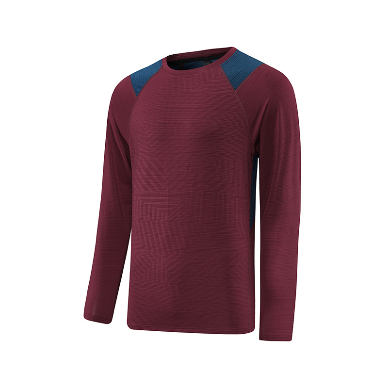 Primavera y otoño deportes de ocio al aire libre de los hombres de manga larga Camiseta de color de moda a juego cuello redondo suelta transpirable bottoming top en stock U