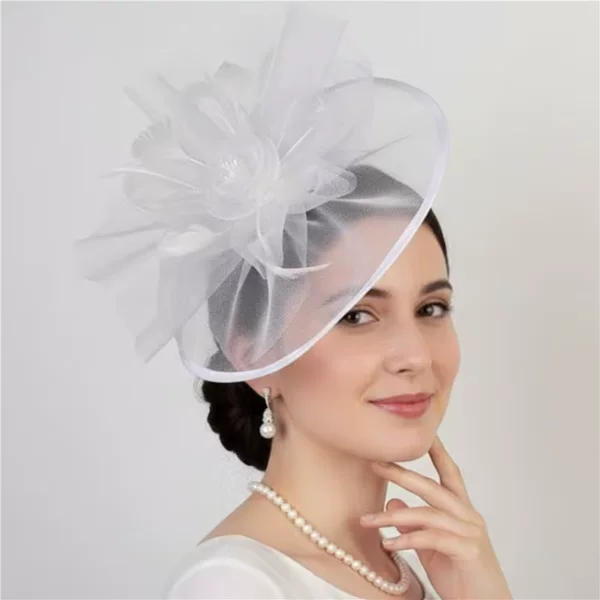 European and American vintage mesh feather headpiece bridal hat, ladies' hair accessory for horse racing festivals, pearl flower headpiece
