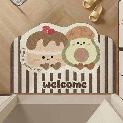 Door Mat Made of Silk Loop, Avtomobil döşəmə paspasları - welcome-to-the-special-shaped-snacks-silk-circle-4060cm