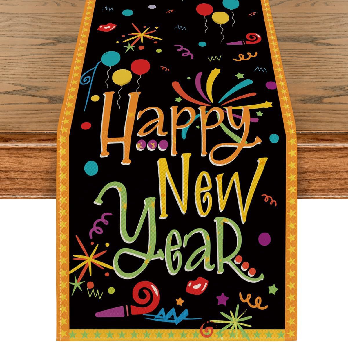 Bandera de Año Nuevo Fiesta de comedor Celebración Decoración Mesa de comedor Feliz Año Nuevo Hogar chimenea porche Mesa de mesa