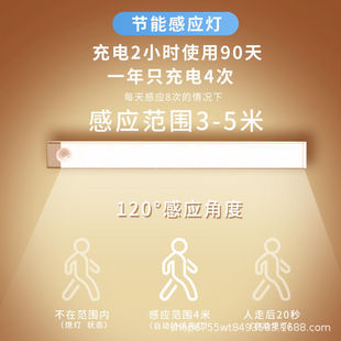 Ultra-thin intelligent human body induction led lamp long magnetic self-adhesive wardrobe lamp with rechargeable wine cabinet cabinet lamp
