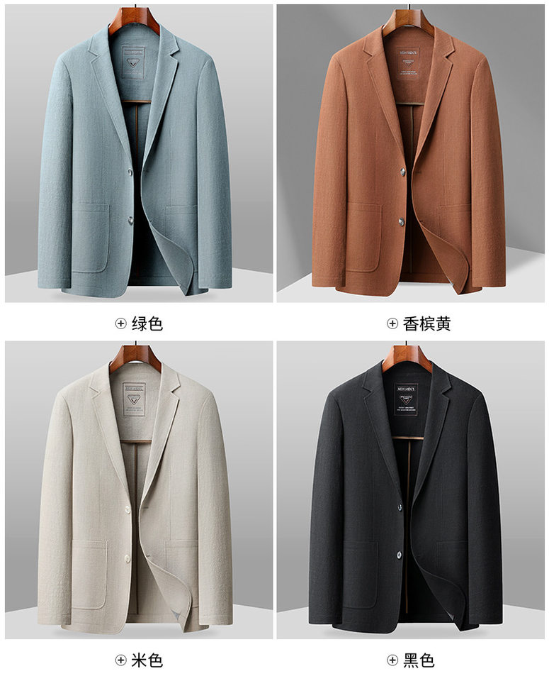 Áo vest nam cotton nguyên chất dáng mỏng mùa xuân thu, lót viền, thoáng khí không nhăn, dài tay — Màu be, Màu xanh lam, Màu xanh lá, Màu đen chi tiết 9