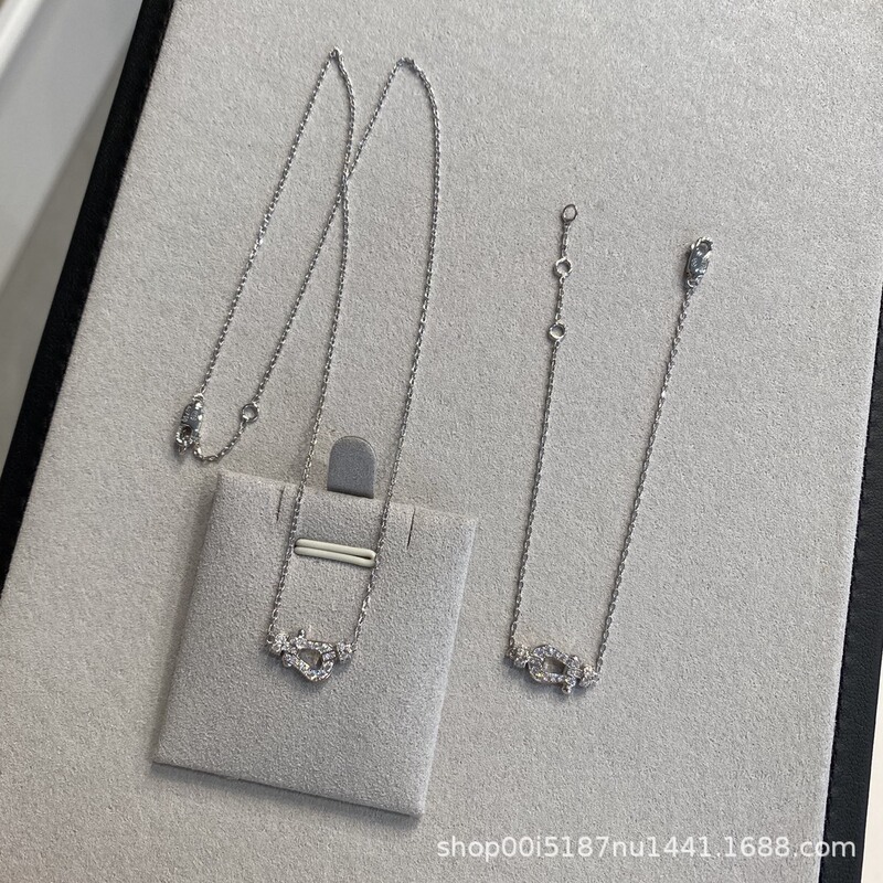 Feijia High Version Horseshoe Buckle Necklace Women's Small Full Diamond U-Shaped 18K Rose Gold Diamond Clavicle Chain Factory Wholesale