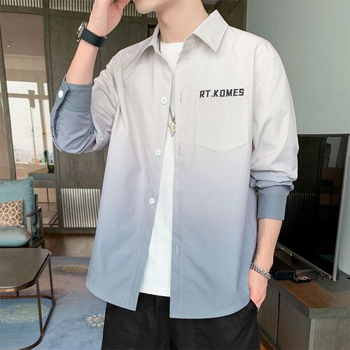 Men's Spring and Summer Loose and Thin Long-Sleeve Shirt Outerwear, Korean Version, Fashion and Casual, Instagram Trendy Brand Sun Protection Shirt