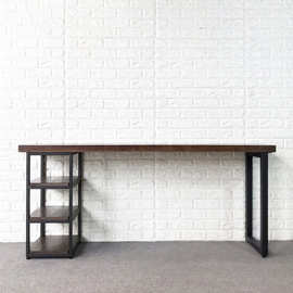 实木书桌美式工业风复古做旧简约铁艺靠墙边长条桌子超窄书桌40cm