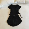 Black breast pads, shorts, with short sleeve