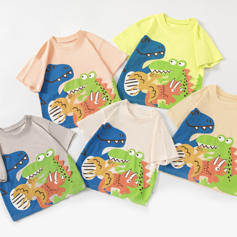 Betop ropa para niños 2025 verano niño dinosaurio camiseta de manga corta impresión ropa de bebé de media manga de moda
