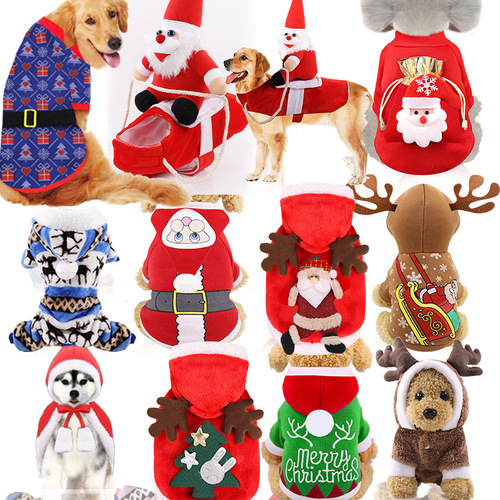Small, medium and large dogs Christmas pet supplies clothes Teddy cotton clothes autumn and winter elk cat and dog clothes