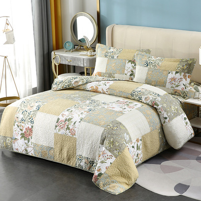 American style printing QUILT Tatami washing Double bed Cotton clip summer quilt The bed Supplies Mosaic Three