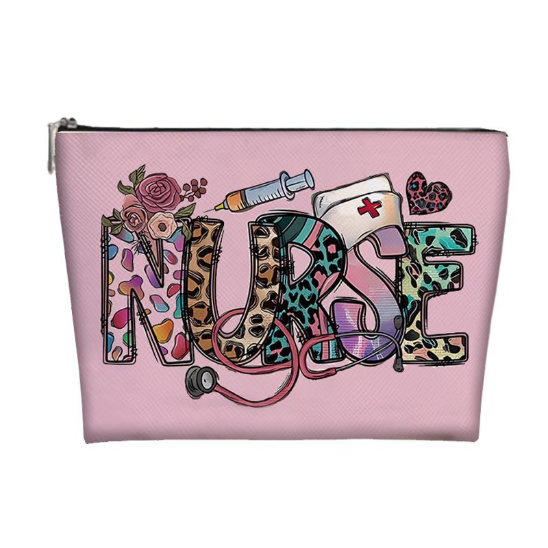 Nueva bolsa de maquillaje pu Amazon venta caliente bolsa de maquillaje de enfermería bolsa de mano bolsa de lavado bolsa de tela pequeña bolsa de almacenamiento