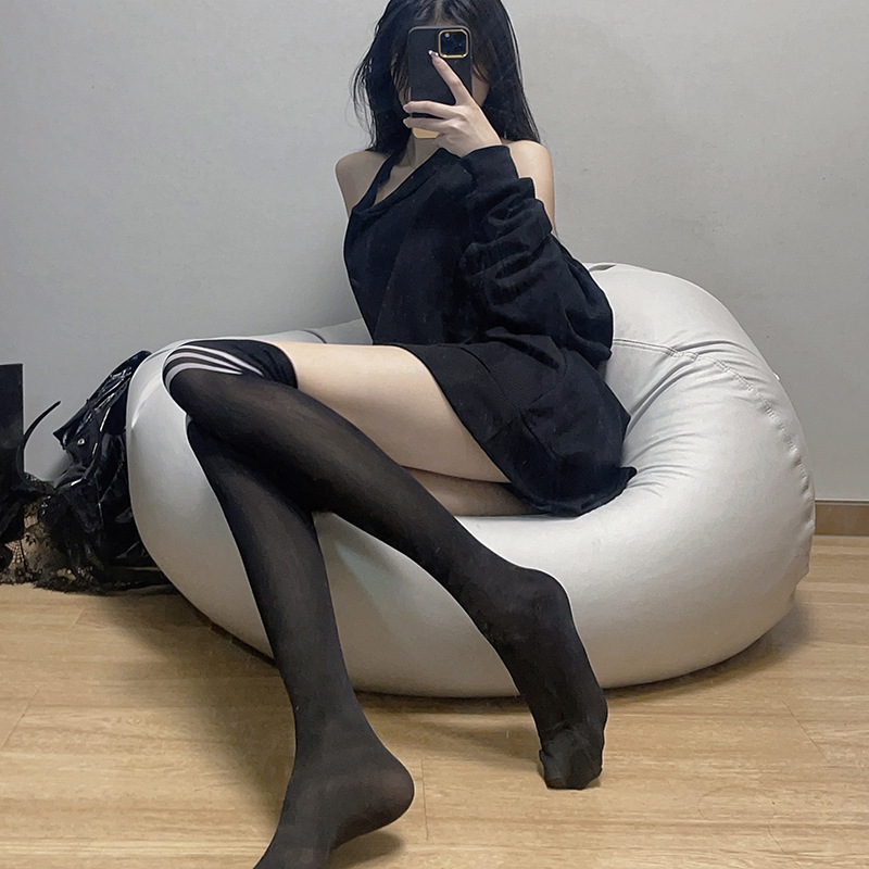 纯欲校园风白丝袜学生JK袜黑丝女网袜长筒半截白色丝袜蕾丝过膝袜|undefined