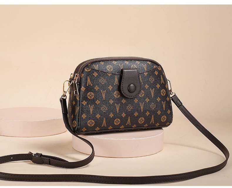 Geometric, Plaid Pattern Autumn Season Women'S Gender Women's Small Autumn Pu Leather Geometric Plaid Vintage Style Shell Zipper Buckle Shoulder Bag